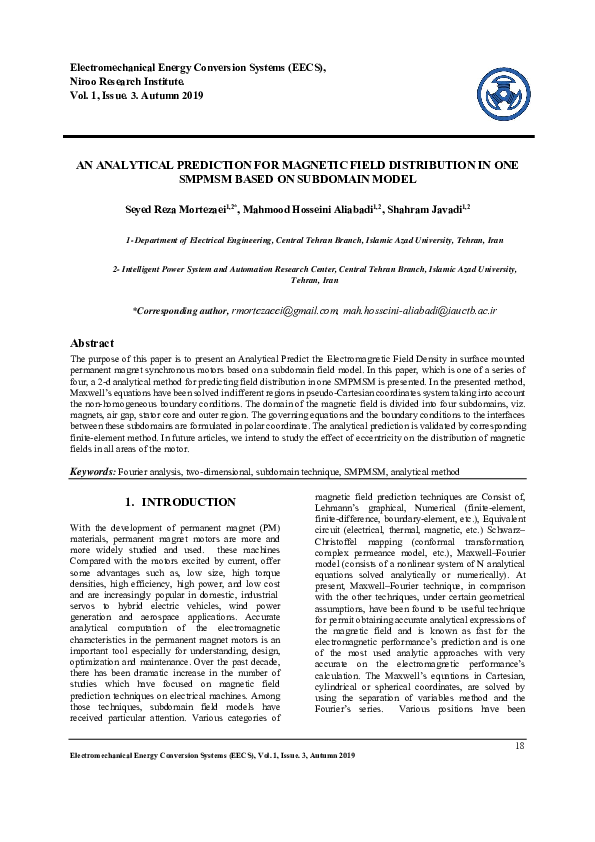 (PDF) An Analytical Prediction for Magnetic Field Distribution in One ...