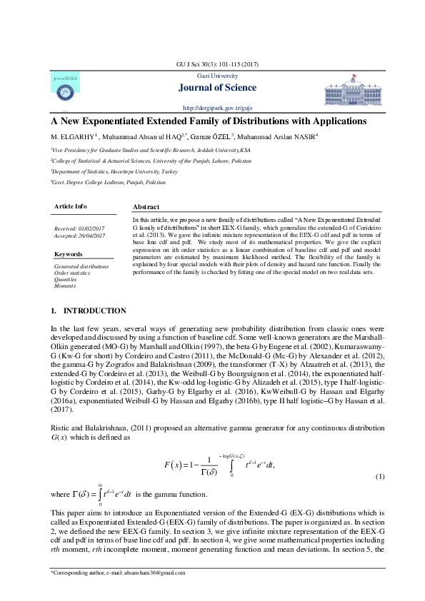 (PDF) A New Exponentiated Extended Family of Distributions with ...