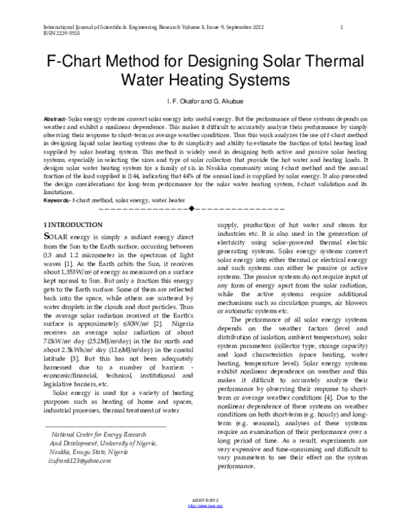 (PDF) Method for Designing Solar Thermal Water Heating Systems