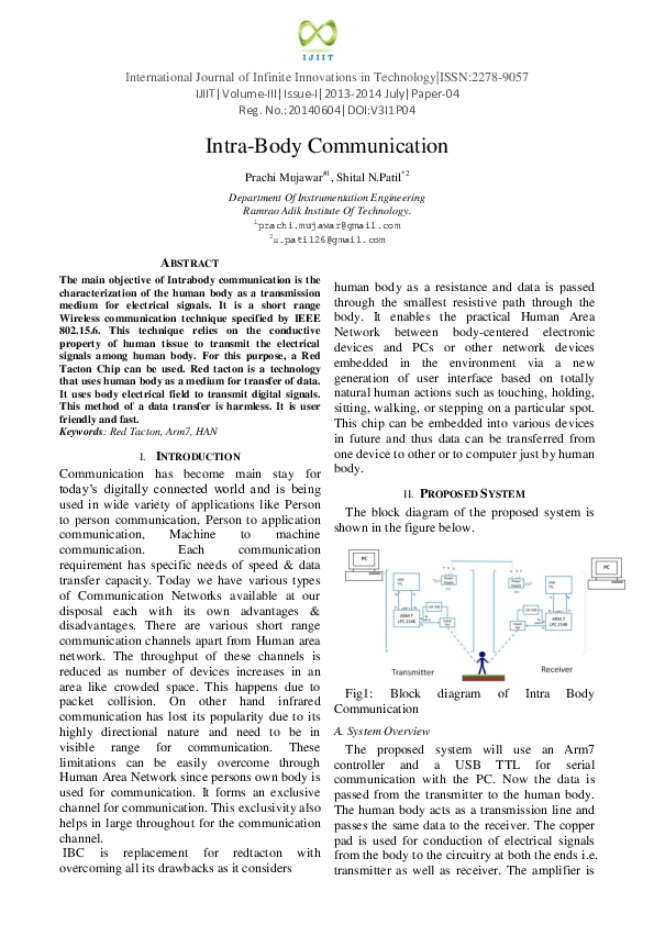 (PDF) Intra Body Communication