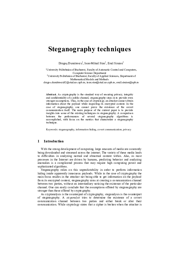 (PDF) Steganography techniques