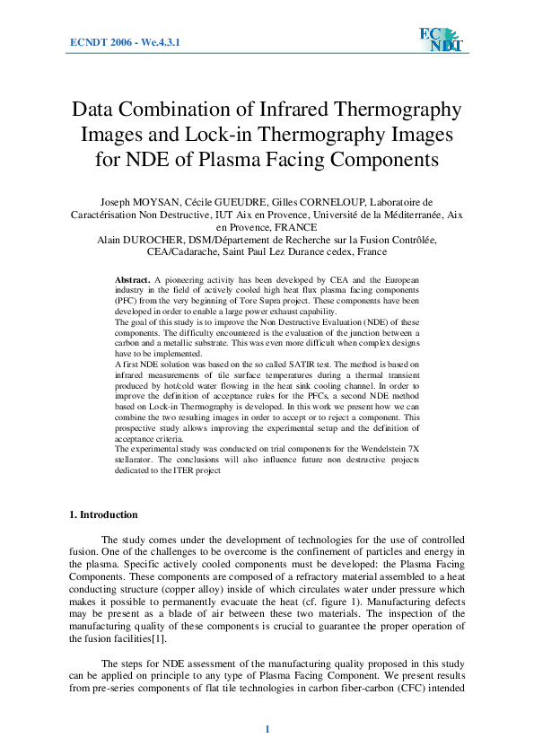 (PDF) Data Combination of Infrared Thermography Images and Lock-in ...