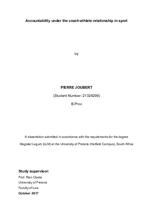 (PDF) Accountability under the coach-athlete relationship in sport