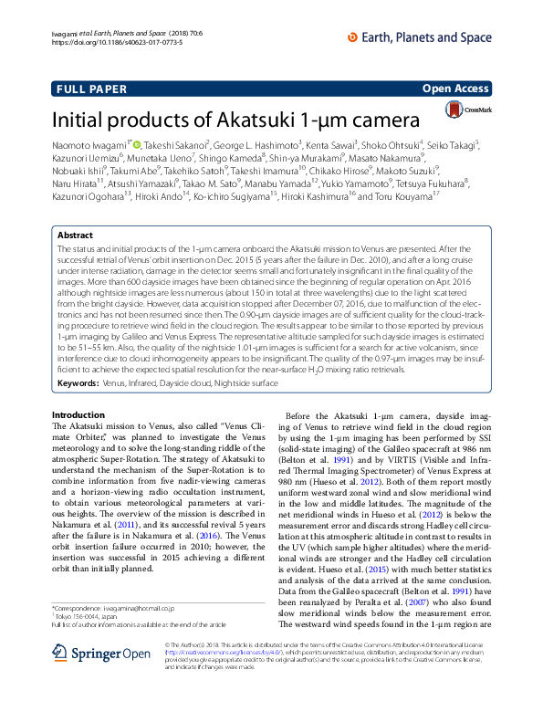 (PDF) Initial products of Akatsuki 1-μm camera