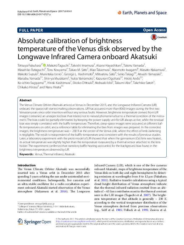 (PDF) Absolute calibration of brightness temperature of the Venus disk ...