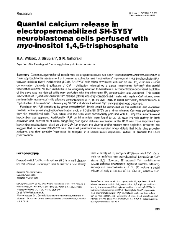 (PDF) Quantal calcium release in electropermeabilized SH-SY5Y ...