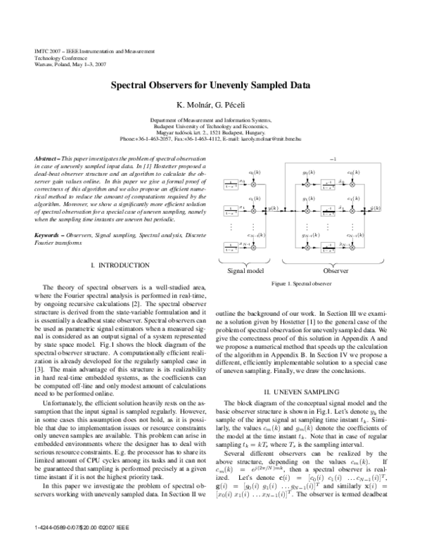 (PDF) Spectral Observers for Unevenly Sampled Data