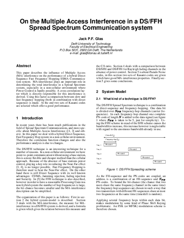 (PDF) On the Multiple Access Interference in a DS/FFH Spread Spectrum ...
