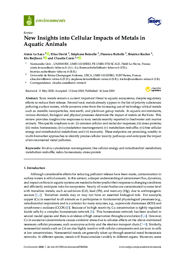 Photo inspiration: Pdf New Insights Into Cellular Impacts Of Metals In Aquatic Photo Inspiration
