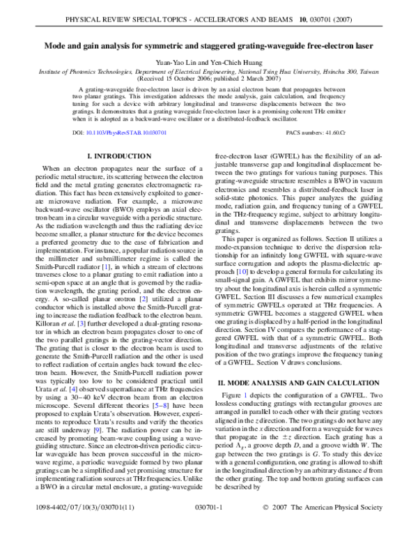 (PDF) Mode and gain analysis for symmetric and staggered grating ...