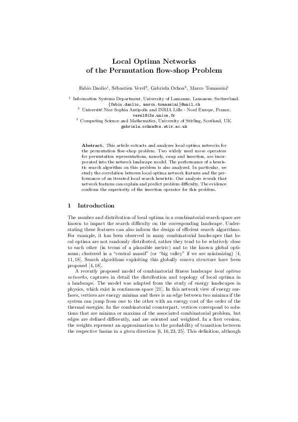 (PDF) Local Optima Networks of the Permutation Flow-Shop Problem