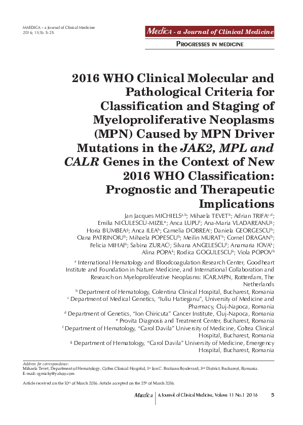 (PDF) 2016 WHO Clinical Molecular and Pathological Criteria for ...