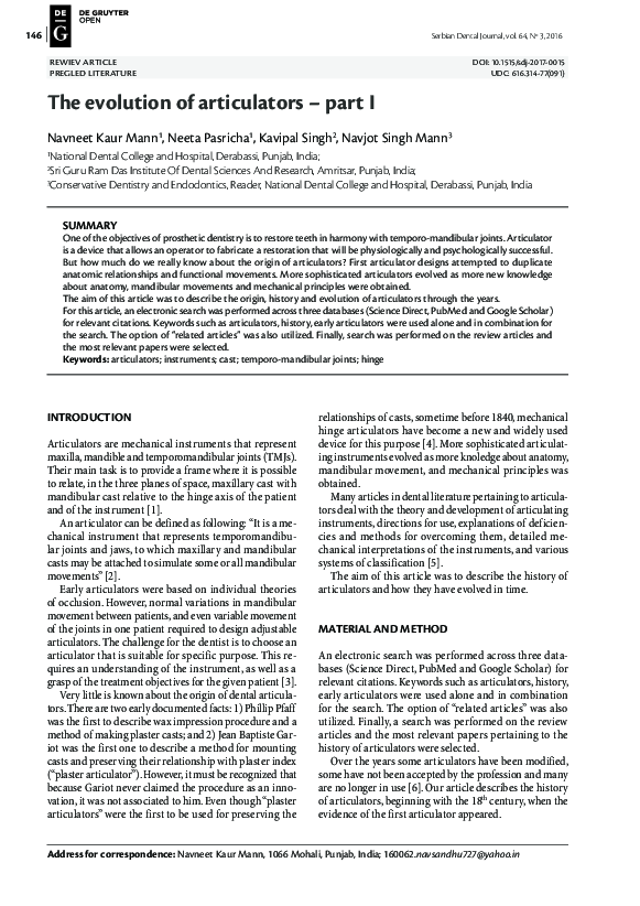 (PDF) The evolution of articulators part I Neeta Pasricha