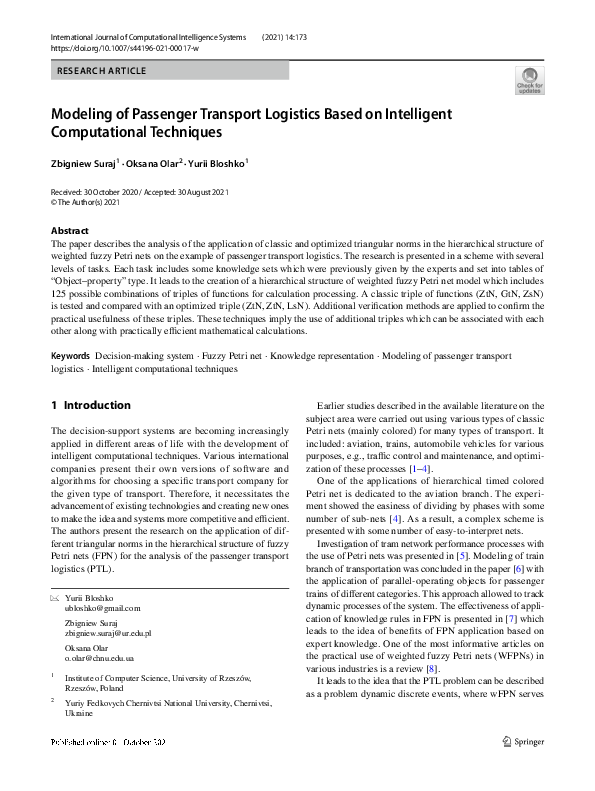 (PDF) Modeling of Passenger Transport Logistics Based on Intelligent ...