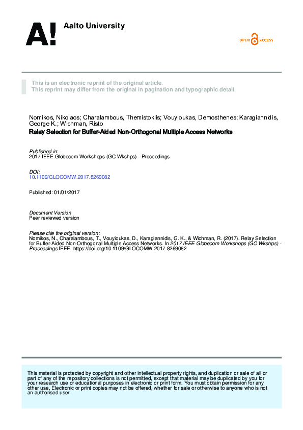 (PDF) Relay Selection for Buffer-Aided Non-Orthogonal Multiple Access ...