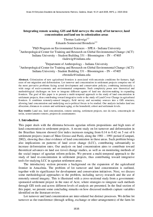 (PDF) Integrating remote sensing, GIS and field surveys: the study of ...