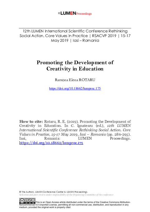 (PDF) Promoting the Development of Creativity in Education
