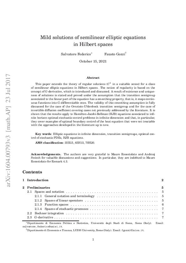 (PDF) Ju l 2 01 7 Mild solutions of semilinear elliptic equations in ...