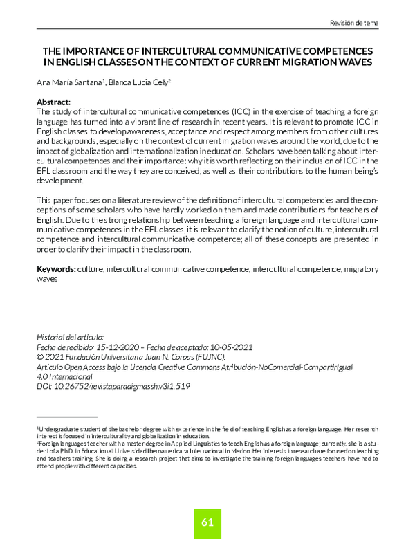 (PDF) The importance of intercultural communicative competences in ...