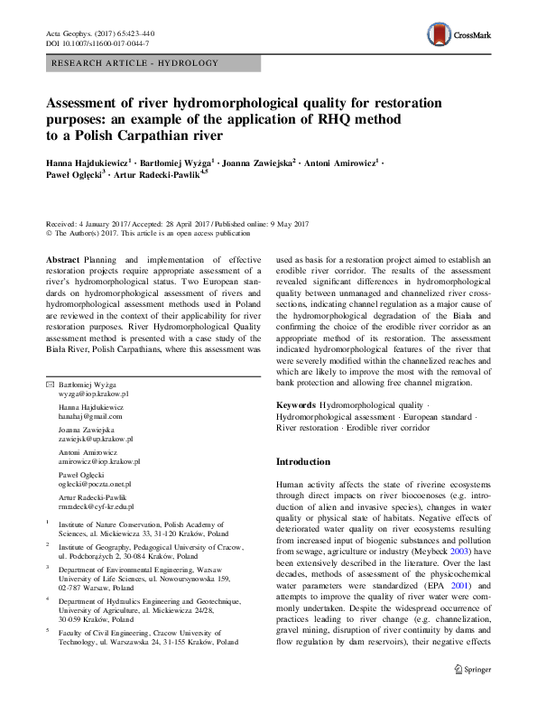 (PDF) Assessment of river hydromorphological quality for restoration ...