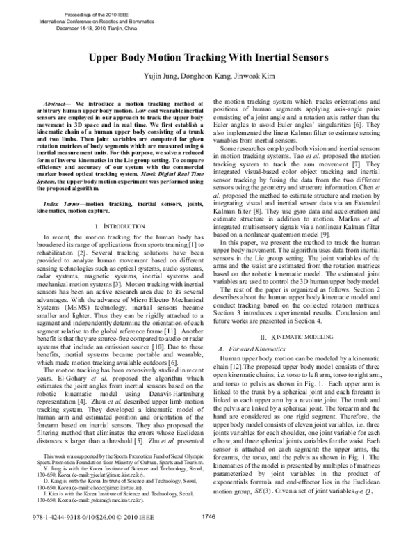 (PDF) Upper body motion tracking with inertial sensors