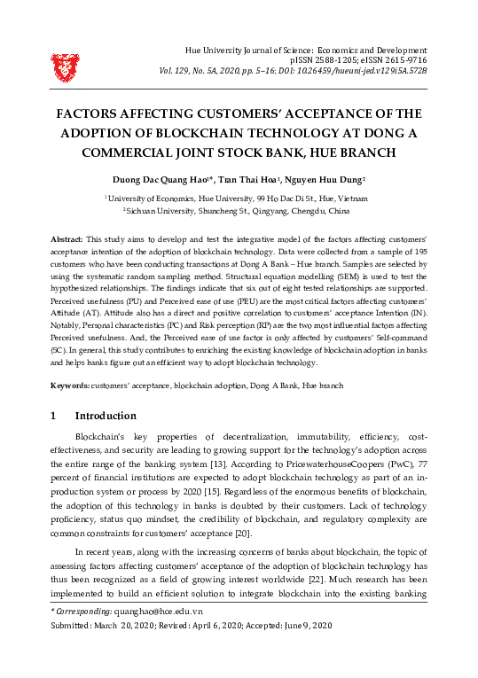 (PDF) Factors Affecting Customers’ Acceptance of the Adoption of ...