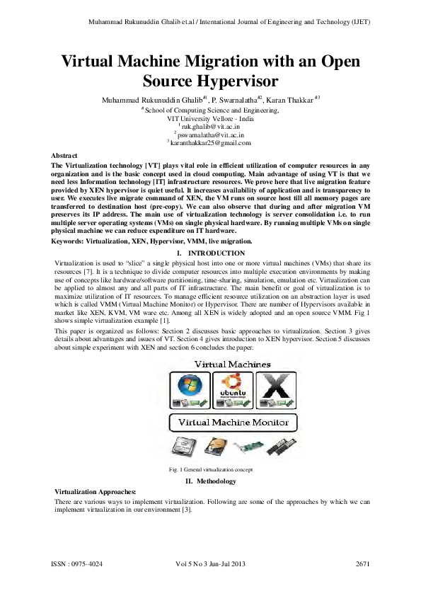 (PDF) Virtual Machine Migration with an Open Source Hypervisor