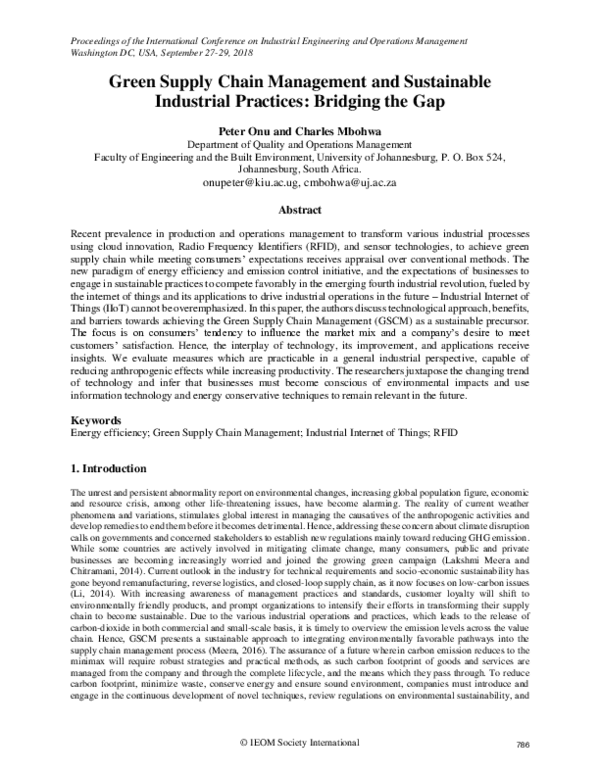 (PDF) Green Supply Chain Management and Sustainable Industrial ...