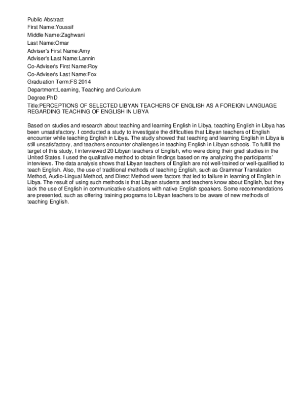 (PDF) Perceptions of selected Libyan teachers of English as a foreign ...