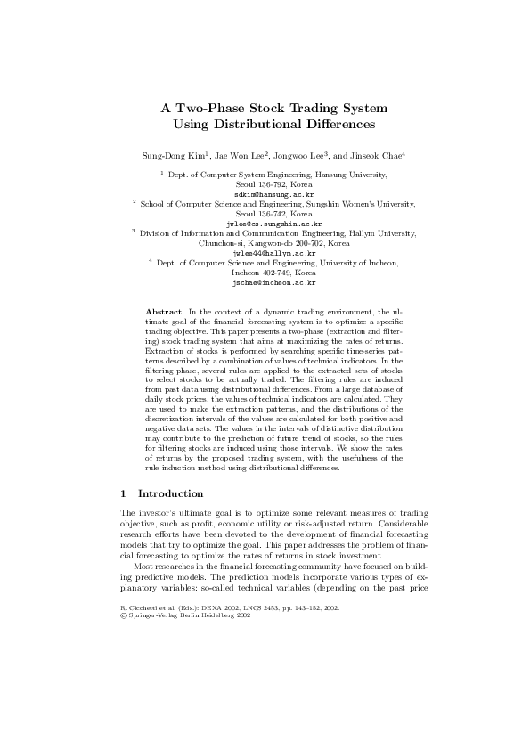 (PDF) A Two-Phase Stock Trading System Using Distributional Differences