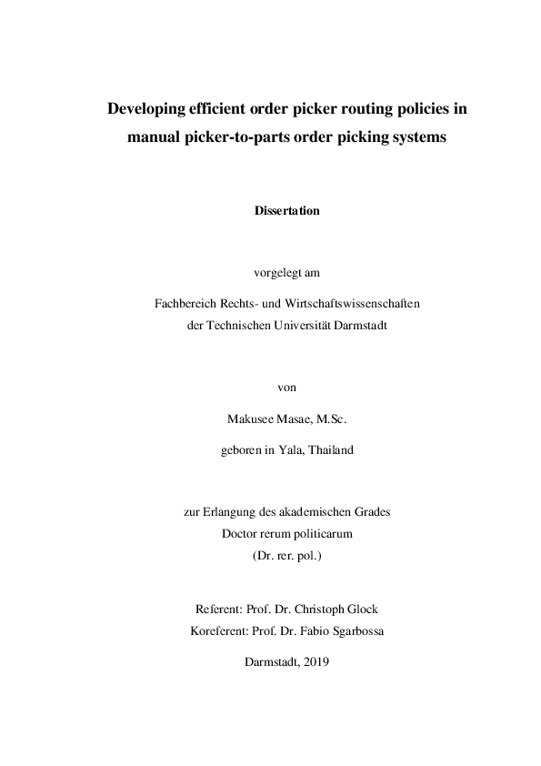 (PDF) Developing efficient order picker routing policies in manual ...