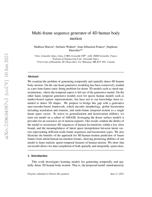 (PDF) Multi-frame sequence generator of 4D human body motion