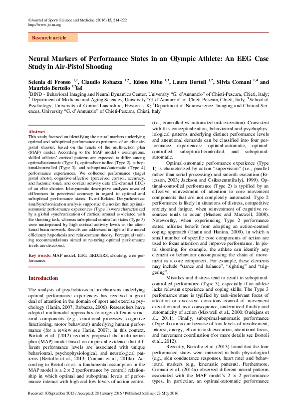 (PDF) Neural Markers of Performance States in an Olympic Athlete: An ...