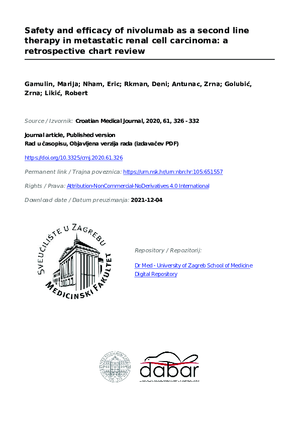 (PDF) Safety and efficacy of nivolumab as a second line therapy in ...