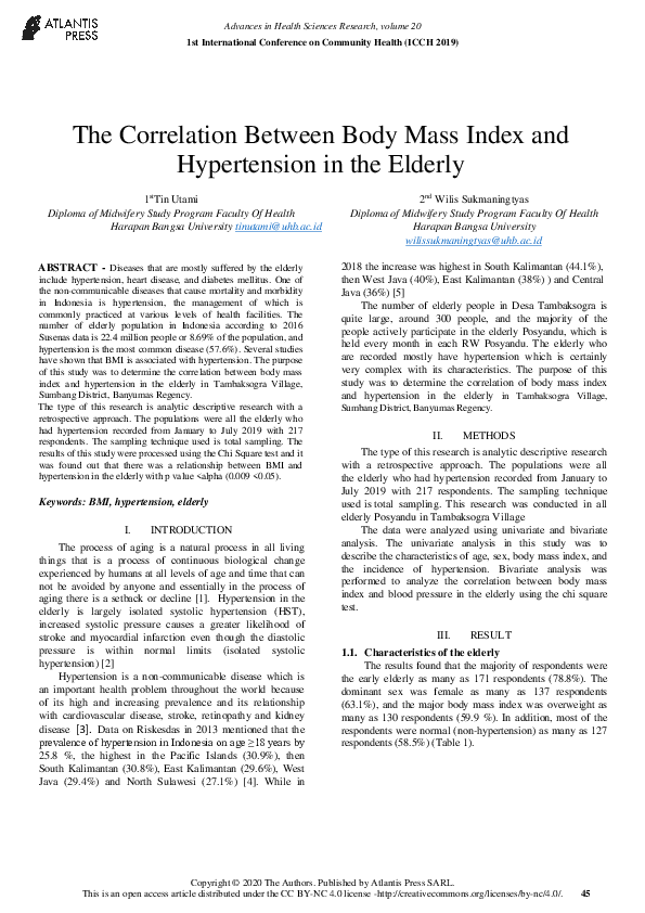 (PDF) The Correlation Between Body Mass Index and Hypertension in the ...