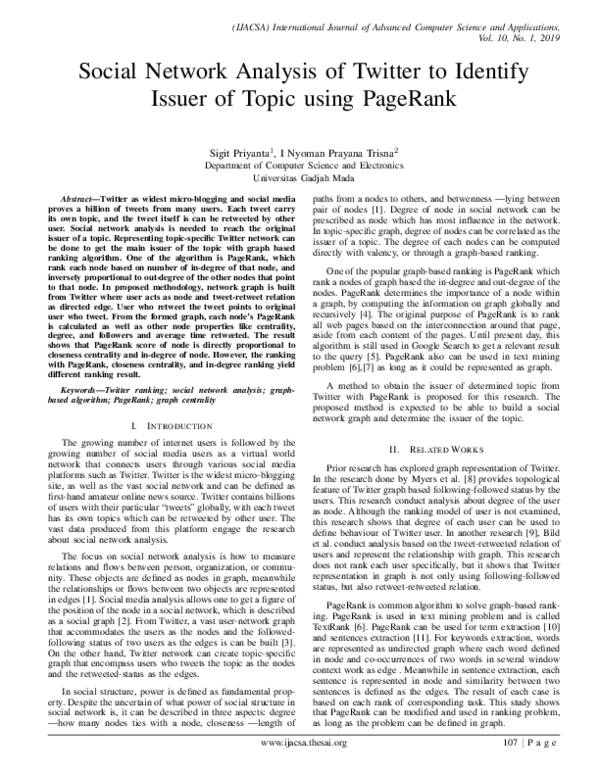 (PDF) Social Network Analysis of Twitter to Identify Issuer of Topic ...