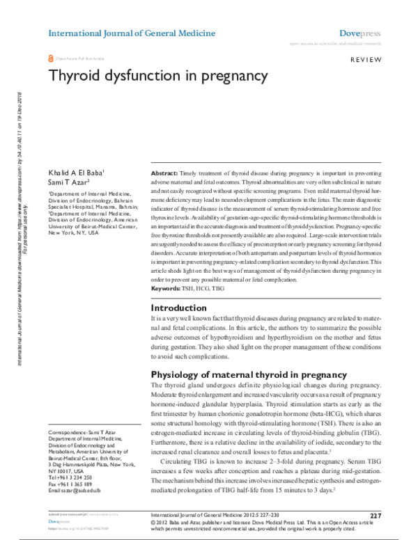 (PDF) Thyroid dysfunction in pregnancy