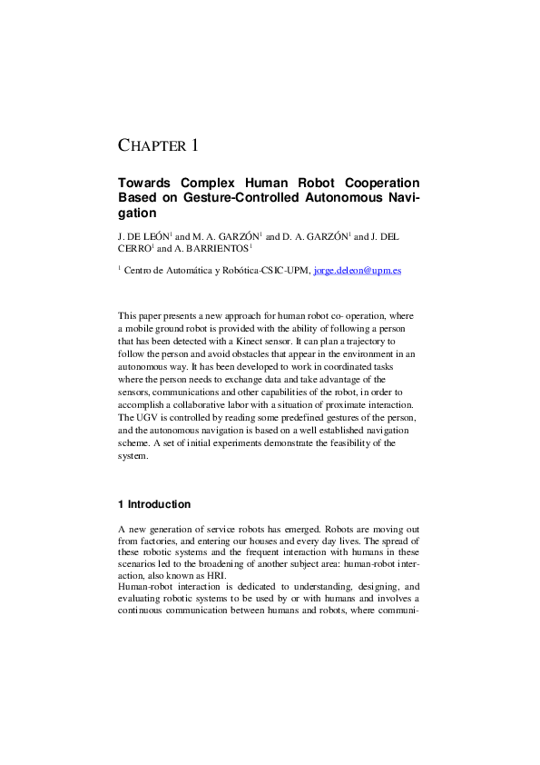 (PDF) Towards Complex Human Robot Cooperation Based on Gesture ...