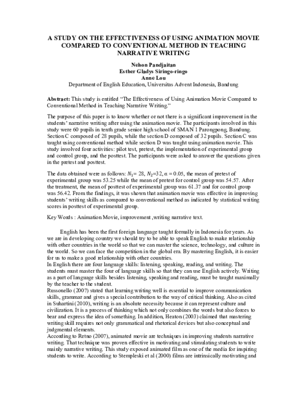 (PDF) A Study on the Effectiveness of Using Animation Movie Compared to ...