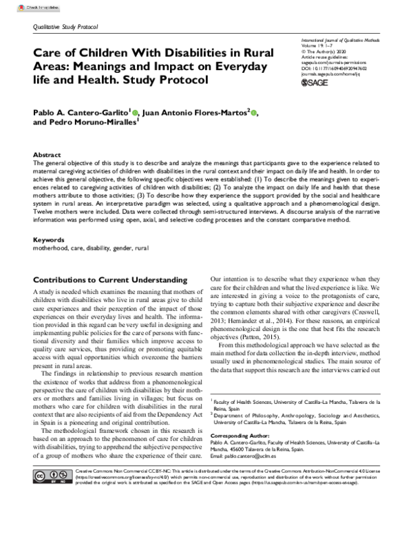 (PDF) Care of Children With Disabilities in Rural Areas: Meanings and ...