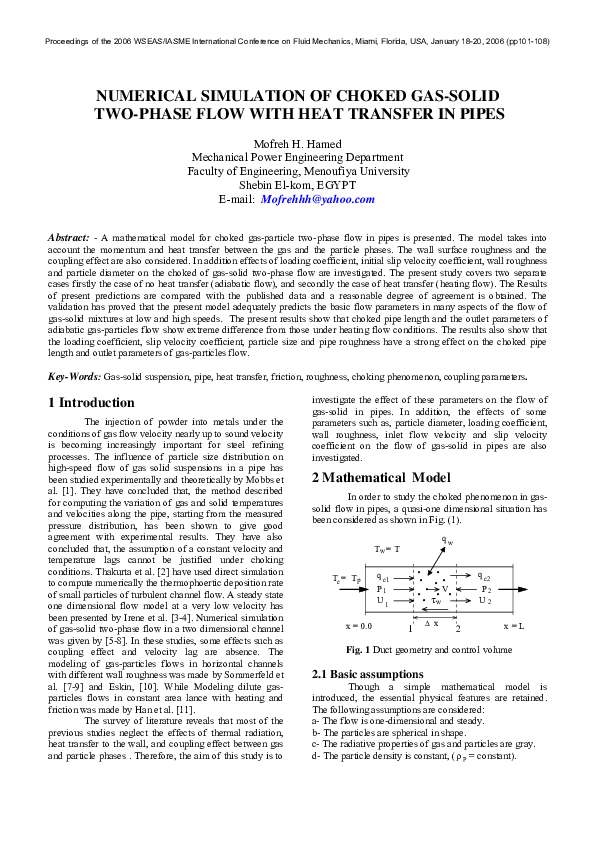 (PDF) Numerical Simulation of Choked GasSolid TwoPhase Flow with Heat