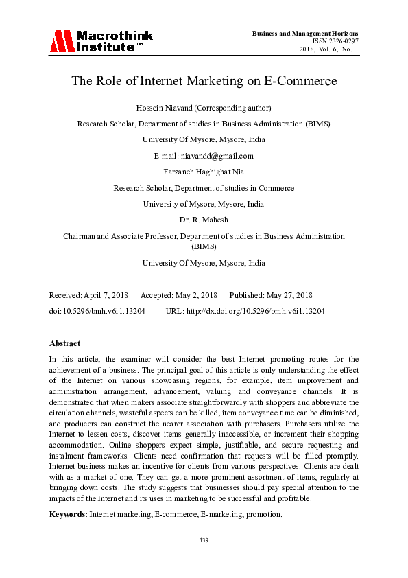 (PDF) The Role of Internet Marketing on E-Commerce