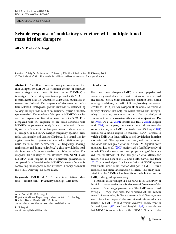 (PDF) Seismic Response of Multi-Story Structure With Semi-Active ...