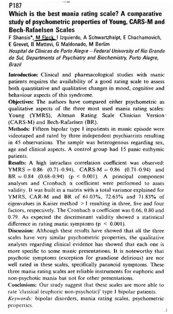 (PDF) Which is the best mania rating scale? : a comparative study of ...