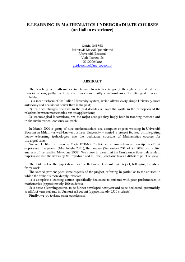 PDF) Using E-Learning Tools To Enhance Students- Mathematicians.