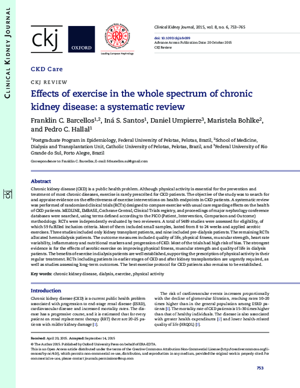 (PDF) Effects of exercise in the whole spectrum of chronic kidney ...