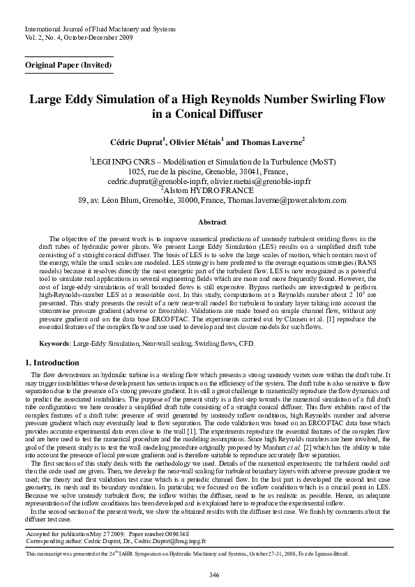 (PDF) Original Paper (Invited) Large Eddy Simulation of a High Reynolds ...