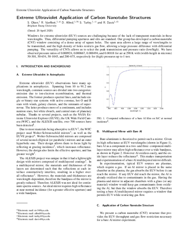 (PDF) Extreme Ultraviolet Application of Carbon Nanotube Structures