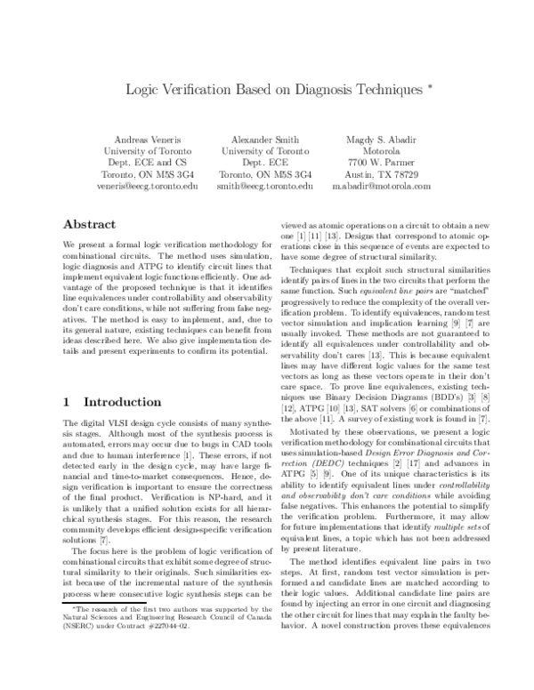 (PDF) Logic Verification Based on Diagnosis Techniques