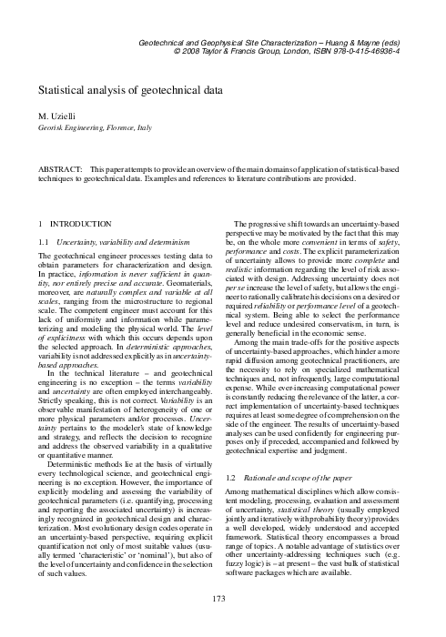 (PDF) Statistical analysis of geotechnical data